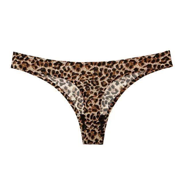 1 Pc Thong Leopard T-back Soft G-string Seamless Underwear Panties