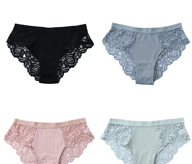 3 Pack Briefs Lace Panties Underwear Lingerie  Floral Underpants Undies