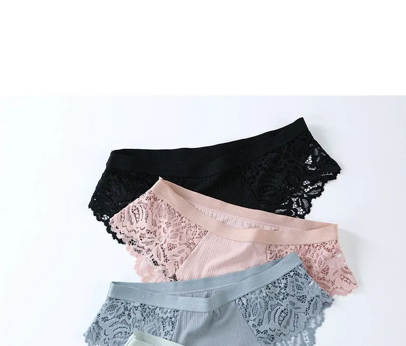 3 Pack Briefs Lace Panties Underwear Lingerie  Floral Underpants Undies