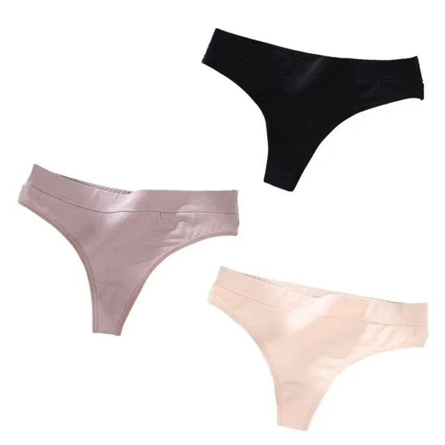 3 pack Thong Panties String Underwear Briefs Sexy Lingerie Pants Intimate Ladies Low-Rise G-String