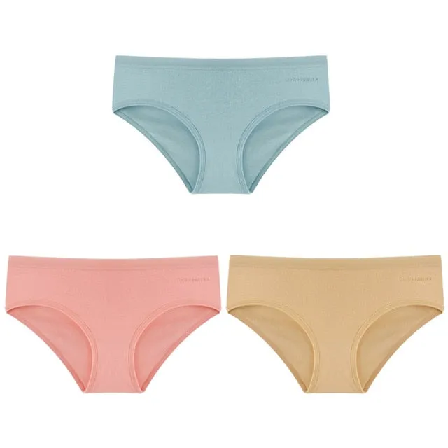 3 Pack Women's Panties Cotton Underwear Solid Color Briefs Girls Low-Rise Soft Panty Underpants Lingerie