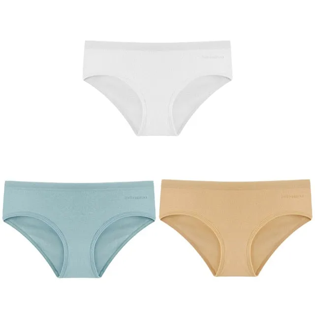 3 Pack Women's Panties Cotton Underwear Solid Color Briefs Girls Low-Rise Soft Panty Underpants Lingerie