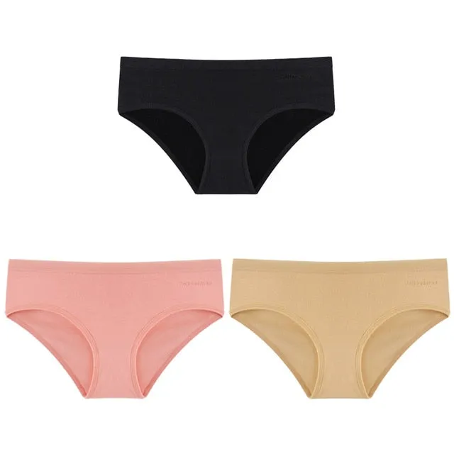 3 Pack Women's Panties Cotton Underwear Solid Color Briefs Girls Low-Rise Soft Panty Underpants Lingerie