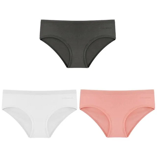 3 Pack Women's Panties Cotton Underwear Solid Color Briefs Girls Low-Rise Soft Panty Underpants Lingerie