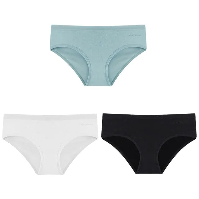 3 Pack Women's Panties Cotton Underwear Solid Color Briefs Girls Low-Rise Soft Panty Underpants Lingerie