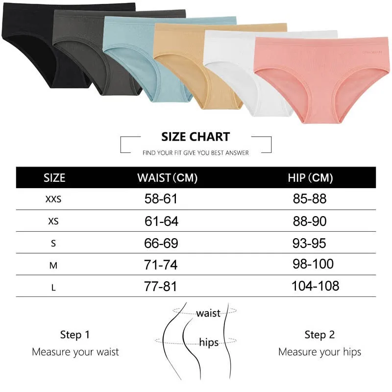 3 Pack Women's Panties Cotton Underwear Solid Color Briefs Girls Low-Rise Soft Panty Underpants Lingerie