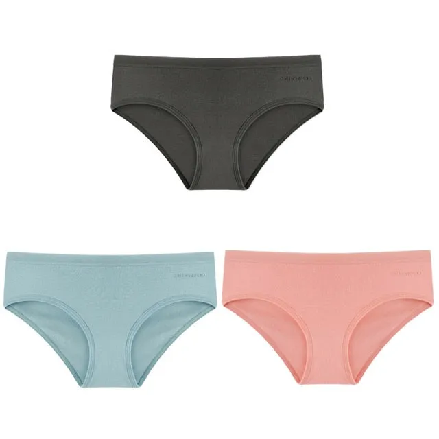 3 Pack Women's Panties Cotton Underwear Solid Color Briefs Girls Low-Rise Soft Panty Underpants Lingerie