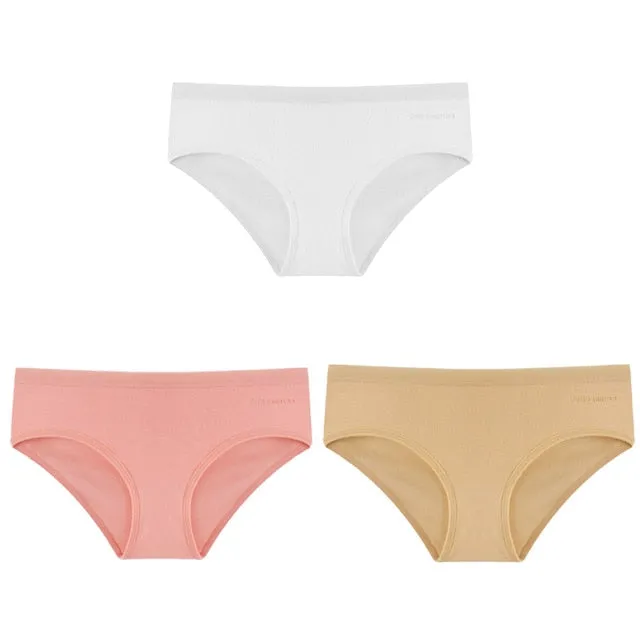 3 Pack Women's Panties Cotton Underwear Solid Color Briefs Girls Low-Rise Soft Panty Underpants Lingerie