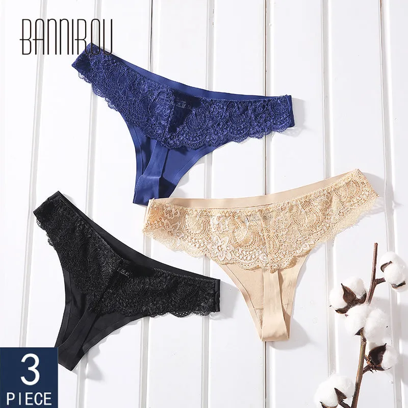 3 Piece Sexy Seamless Cotton G-string Sexy Seamless Thong Underwear Panties