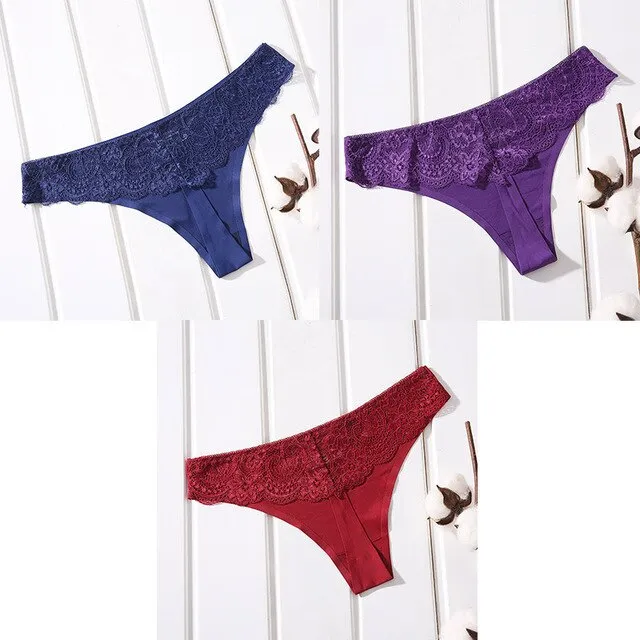 3 Piece Sexy Seamless Cotton G-string Sexy Seamless Thong Underwear Panties