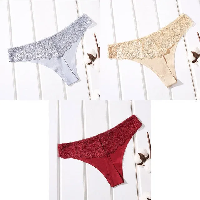 3 Piece Sexy Seamless Cotton G-string Sexy Seamless Thong Underwear Panties