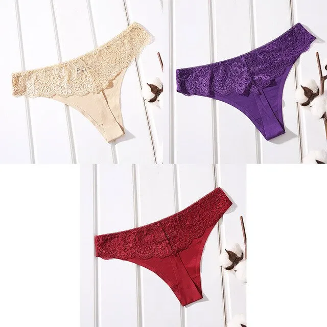 3 Piece Sexy Seamless Cotton G-string Sexy Seamless Thong Underwear Panties