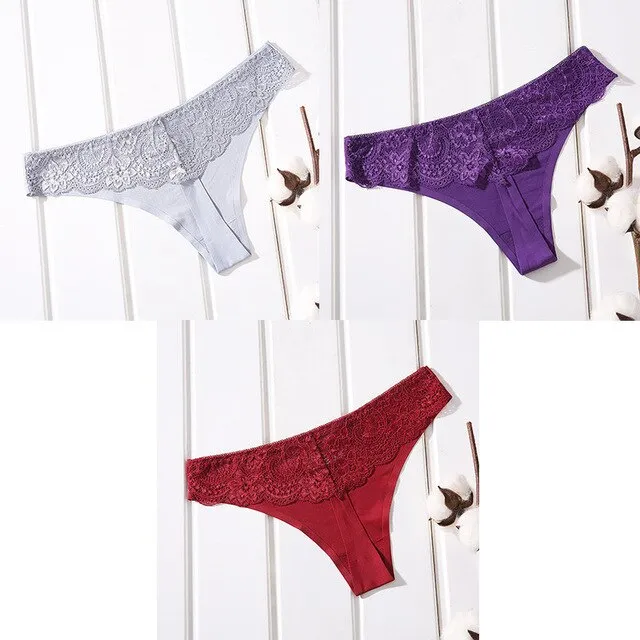 3 Piece Sexy Seamless Cotton G-string Sexy Seamless Thong Underwear Panties