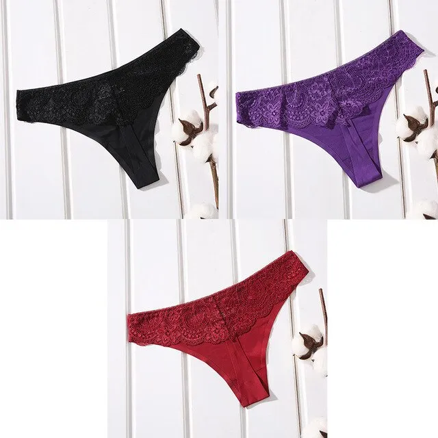 3 Piece Sexy Seamless Cotton G-string Sexy Seamless Thong Underwear Panties