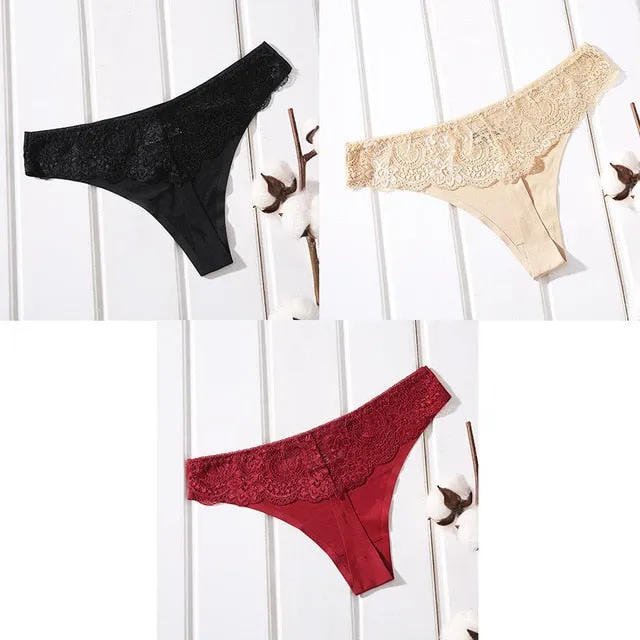 3 Piece Sexy Seamless Cotton G-string Sexy Seamless Thong Underwear Panties