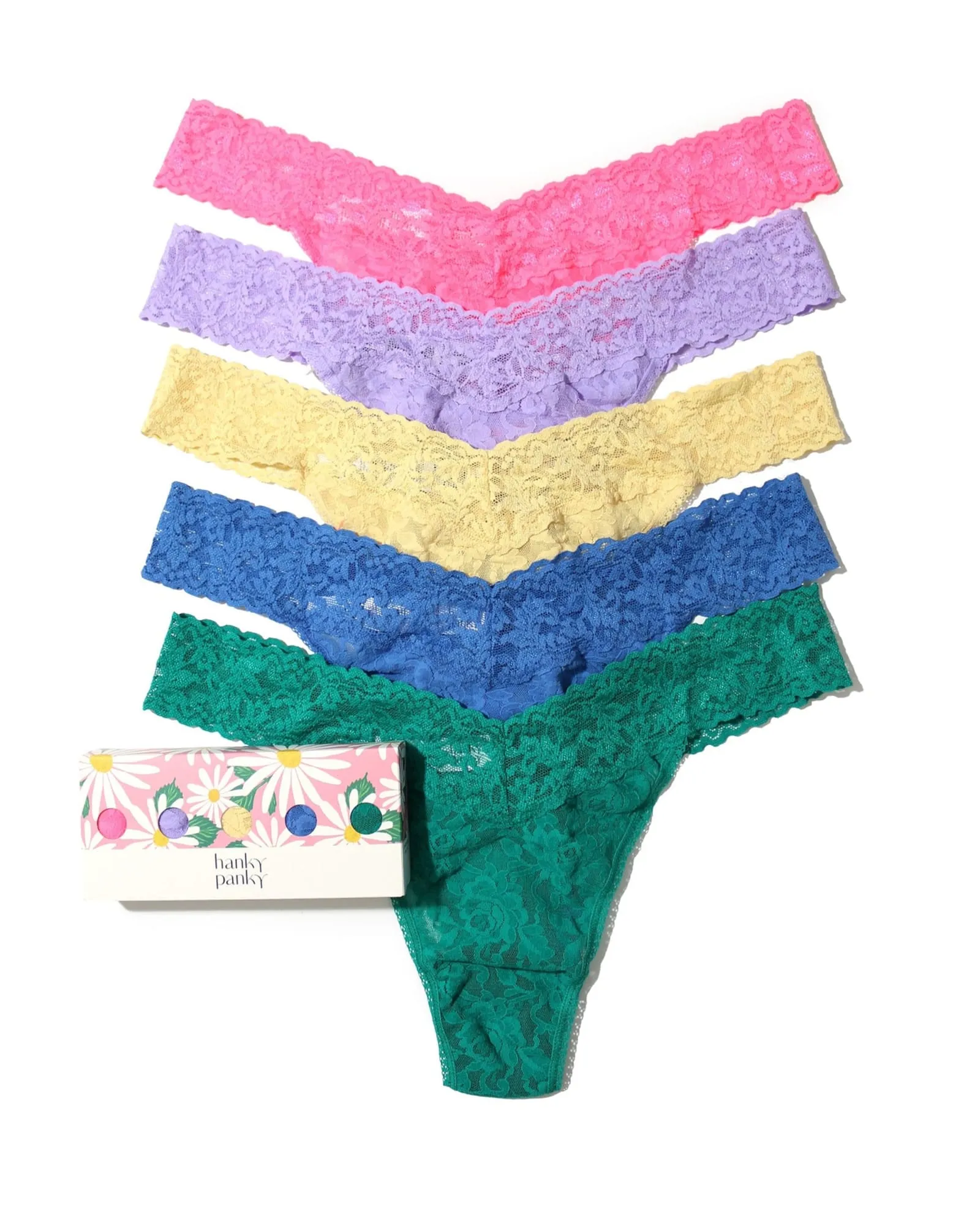 5PACK SIGNATURE LACE PLUS THONG | SZHB-SIZZLE PINK/HYACINTH/BUTTERCUP/SEA BLUE/SO JADED