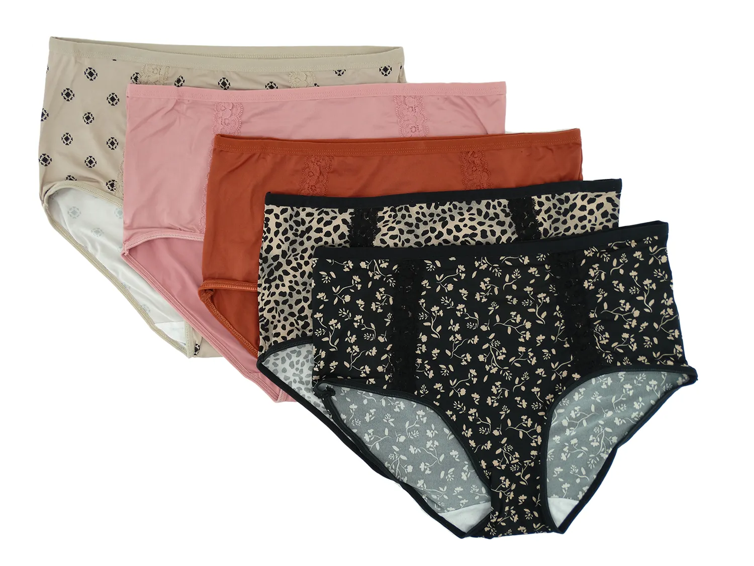 5PKBF1180, Kathy Ireland Ladies 5pk Panties (1X-3X)