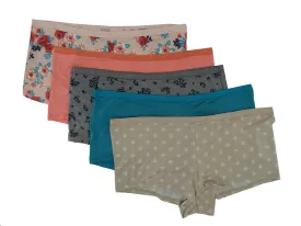 5PKBL716, Kathy Ireland Ladies 5pk Boyshort Brief Panties( 1X-3X)