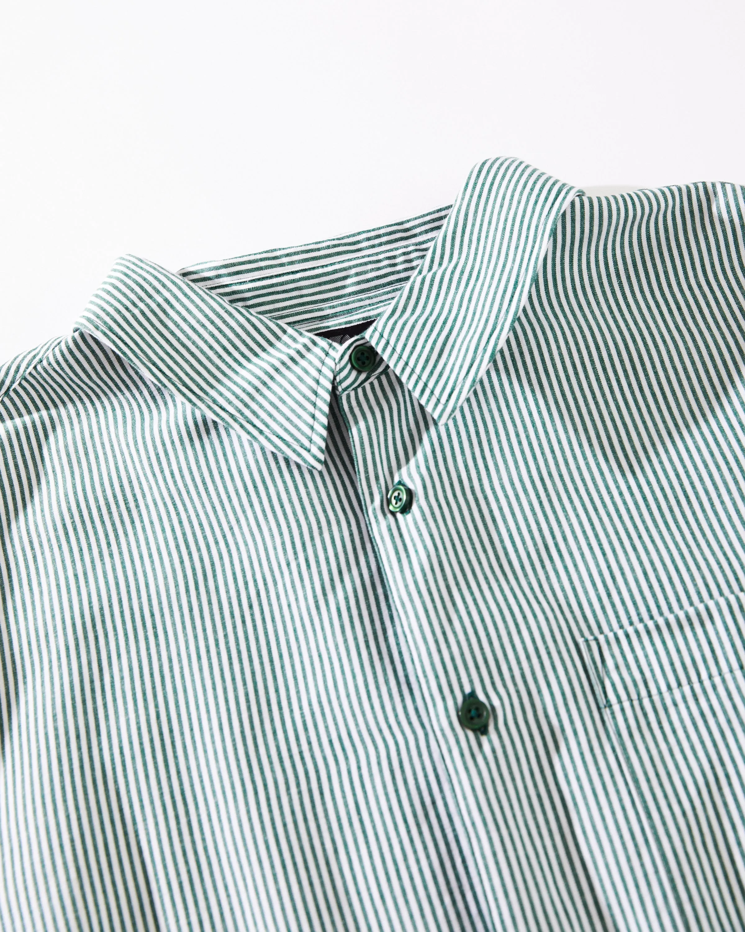 AFENDS Mens Intergalactic - Short Sleeve Shirt - Emerald Stripe