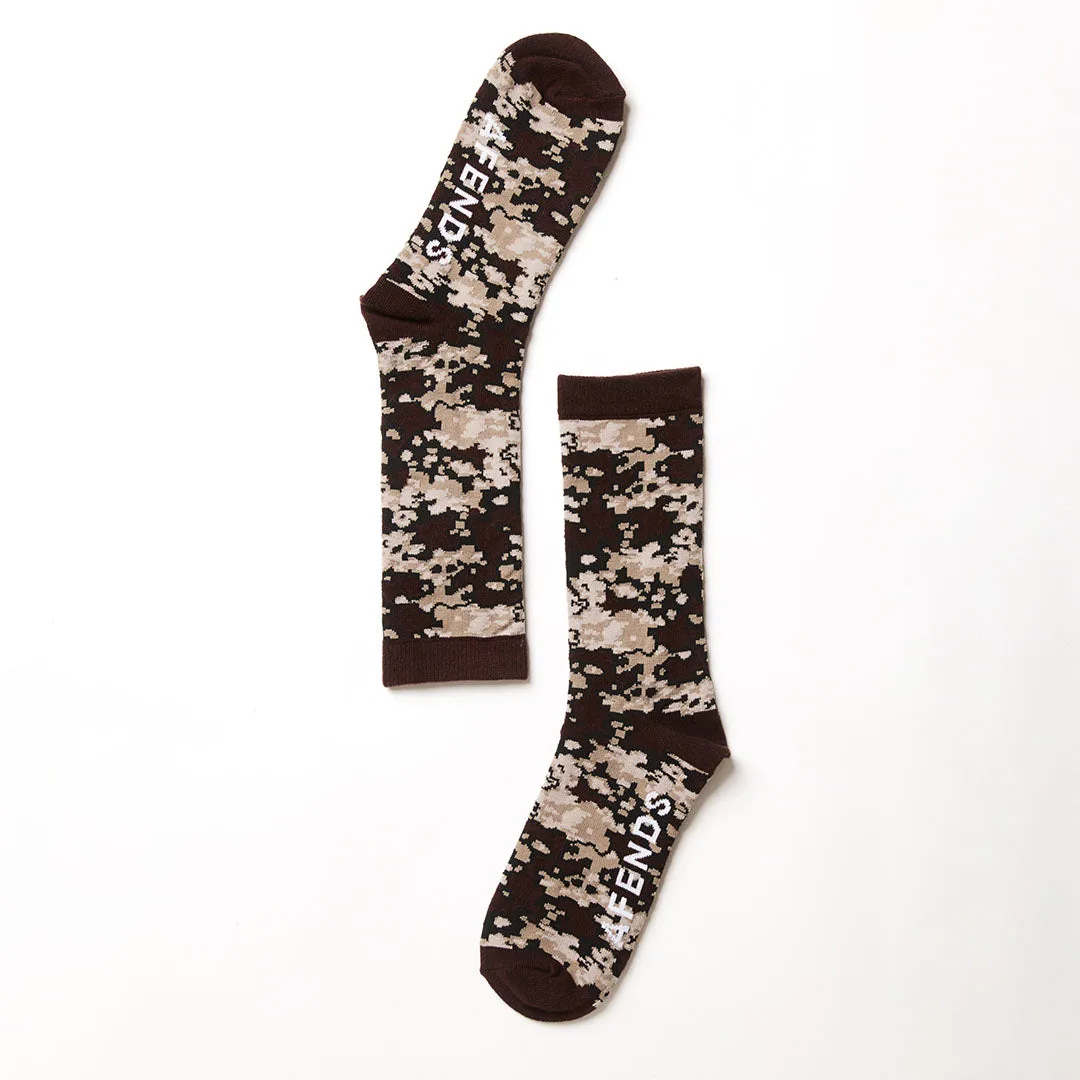 AFENDS Unisex Jungle - Crew Socks - Earth Camo