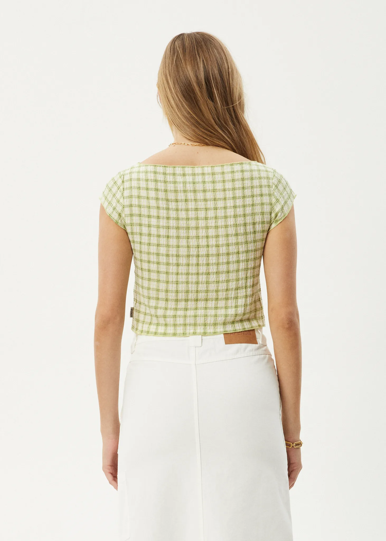 AFENDS Womens Darcy - Check Top - Lemongrass Check