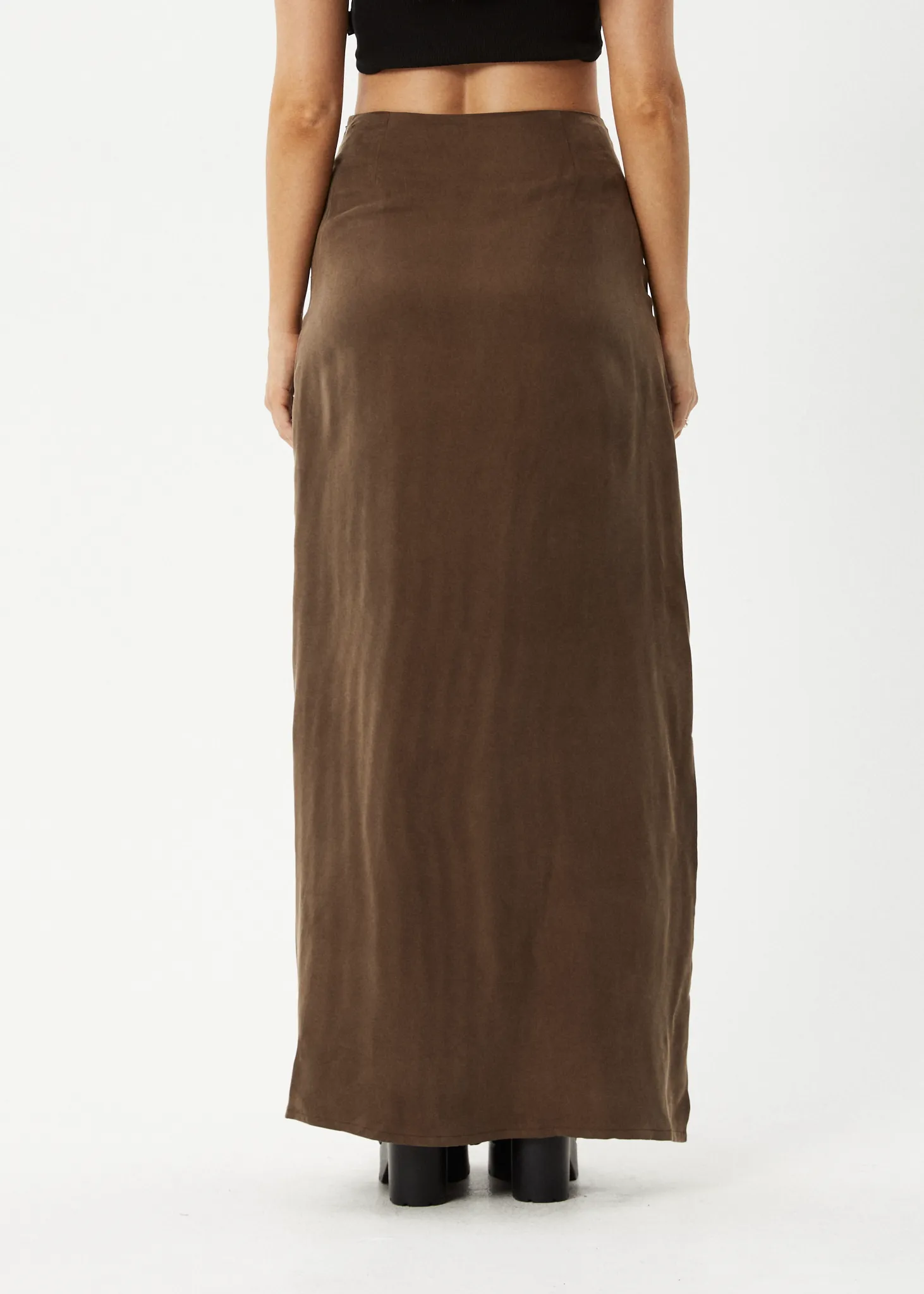 AFENDS Womens Grace - Cupro Maxi Skirt - Coffee