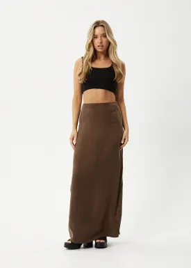 AFENDS Womens Grace - Cupro Maxi Skirt - Coffee