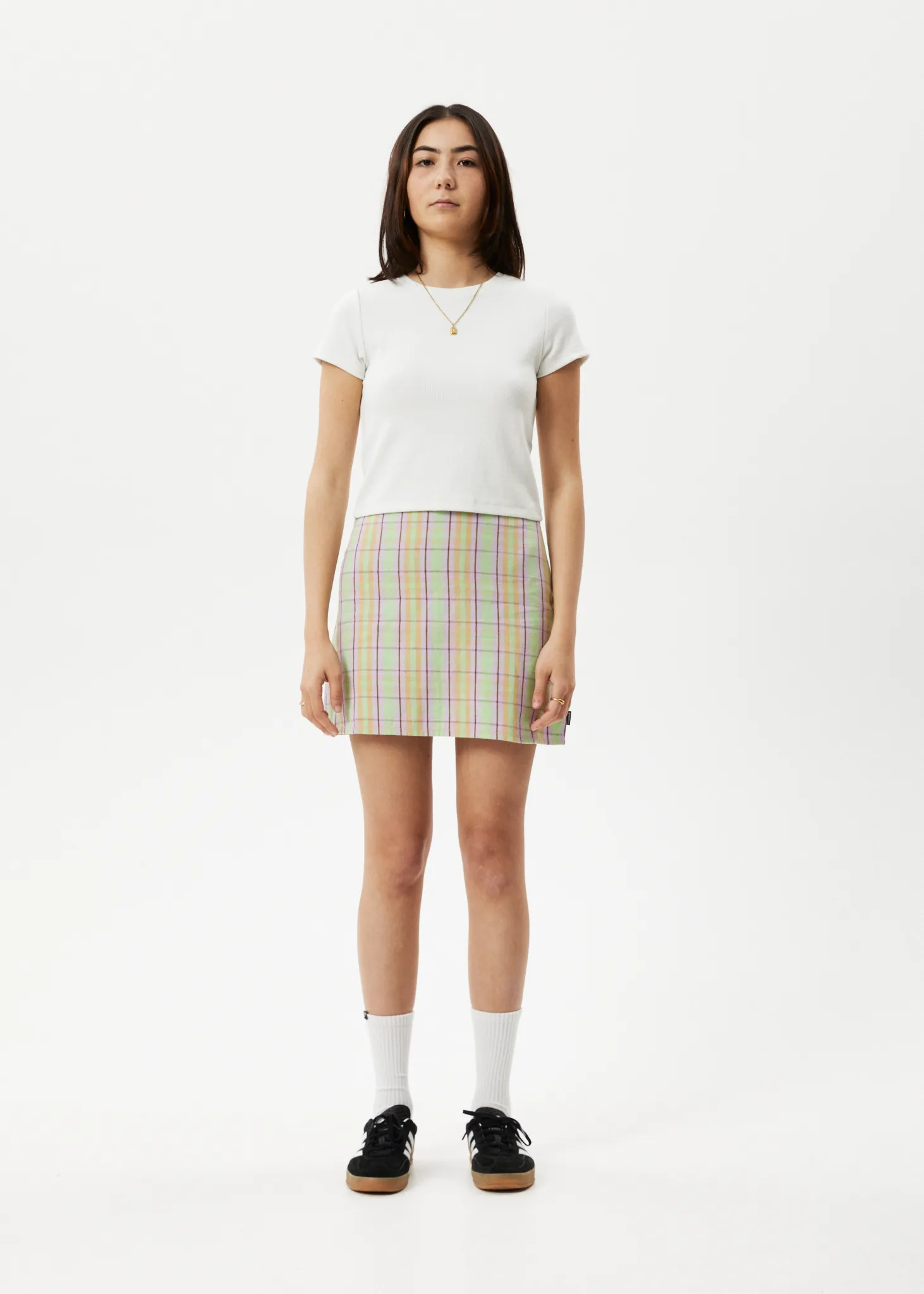 AFENDS Womens Kali - Mini Skirt - Pistachio Check