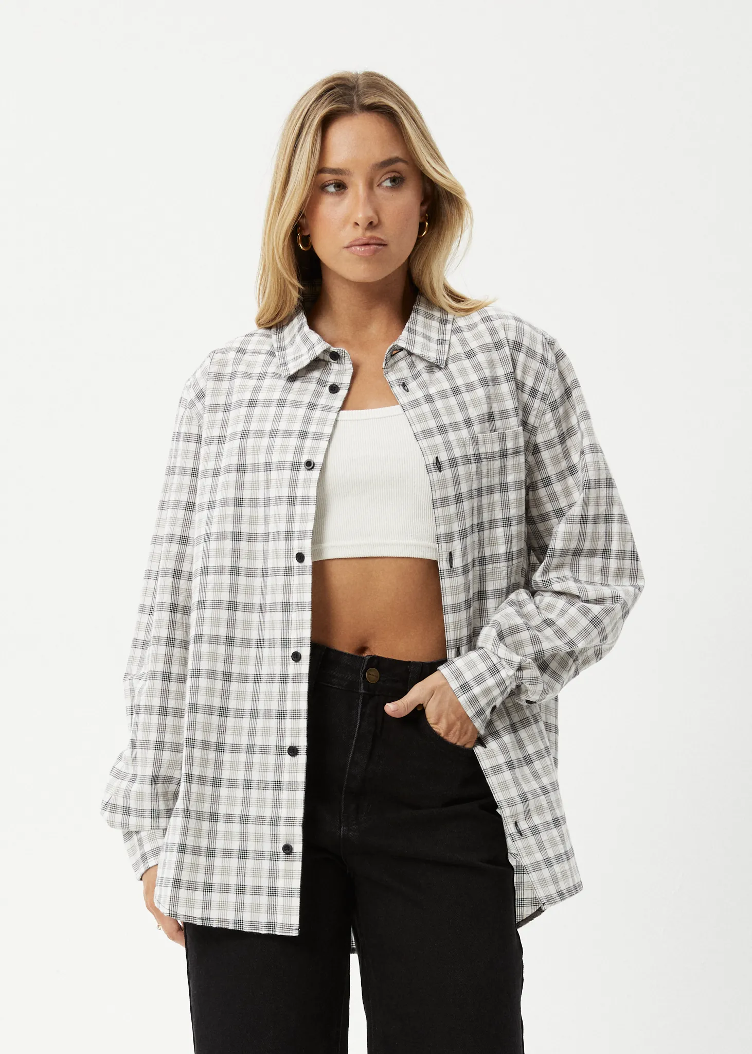 AFENDS Womens Leo - Check Shirt - Black / White