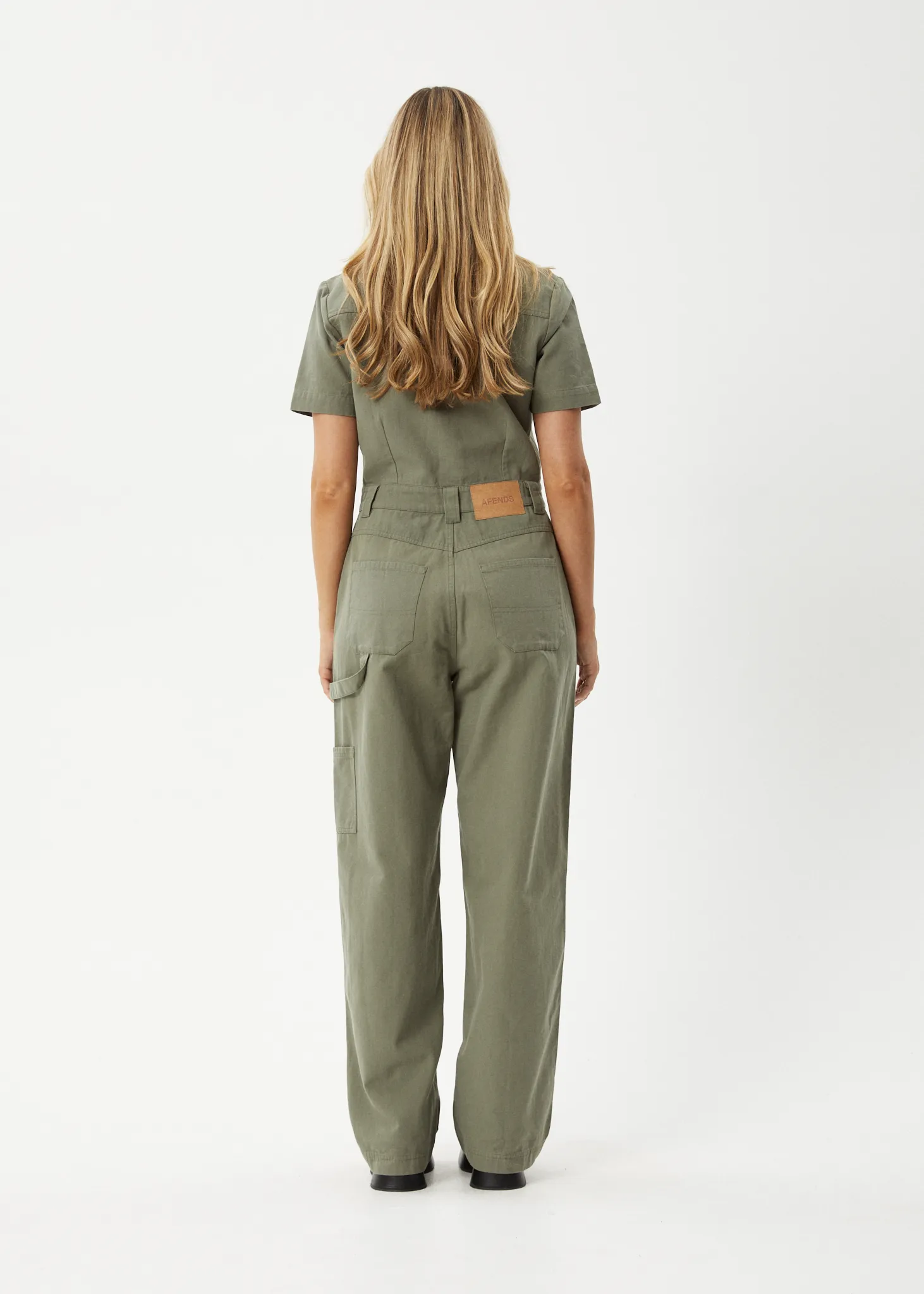 AFENDS Womens Mika - Canvas Jumpsuit - Olive