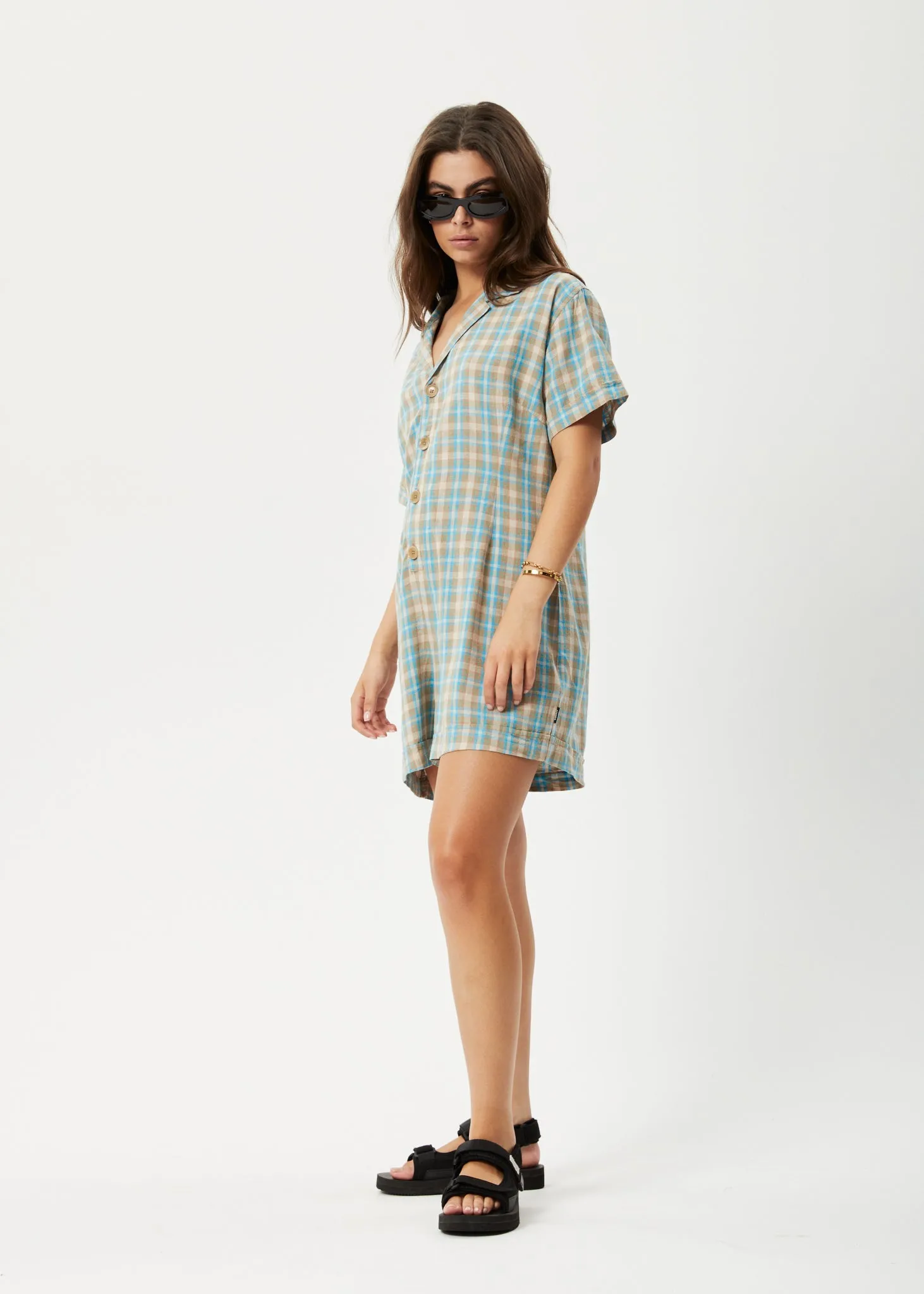 AFENDS Womens Millie Kokomo - Playsuit - Tan Check