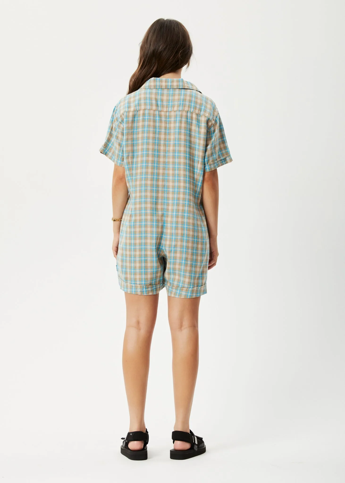 AFENDS Womens Millie Kokomo - Playsuit - Tan Check