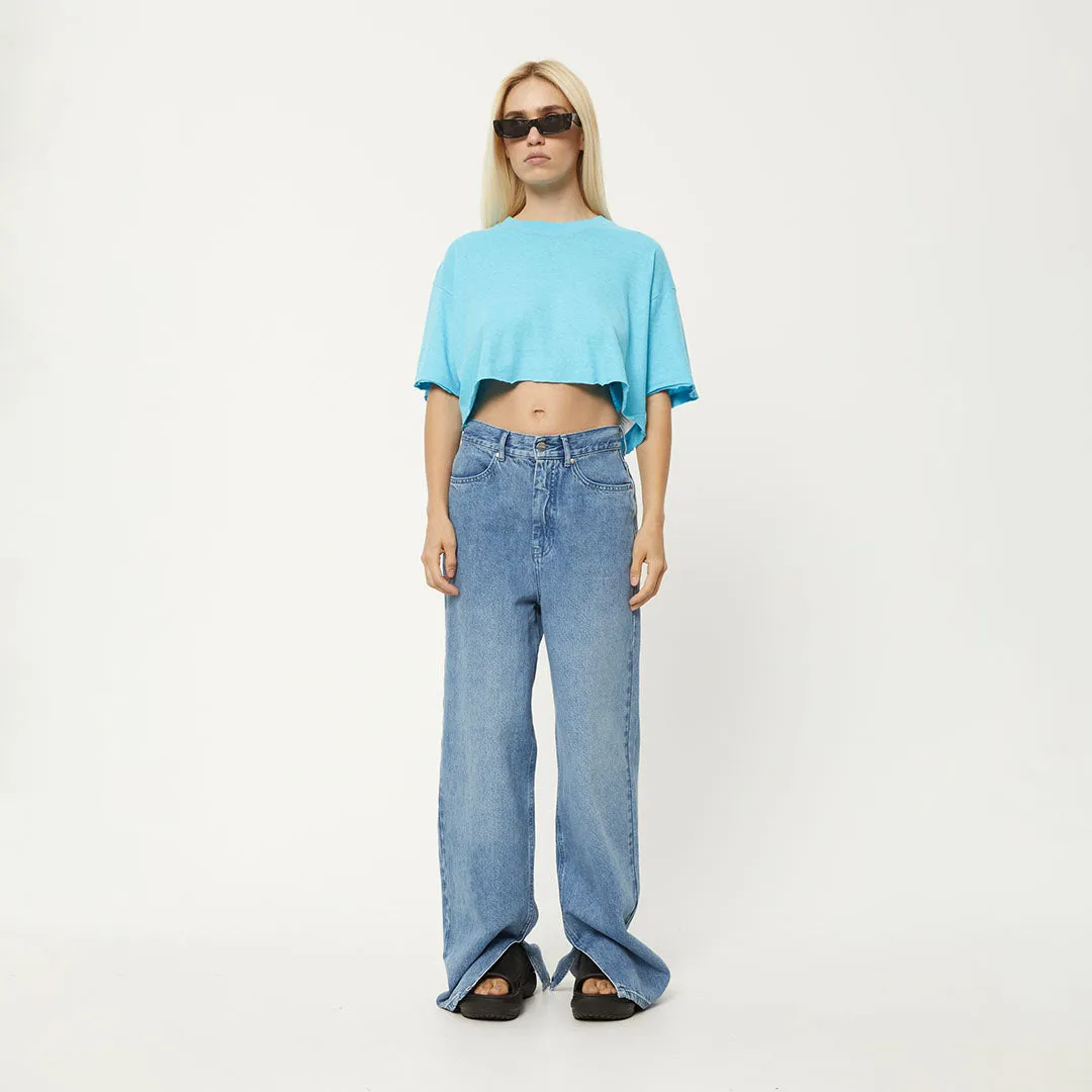 AFENDS Womens Slay Cropped - Oversized Tee - Vivid Blue