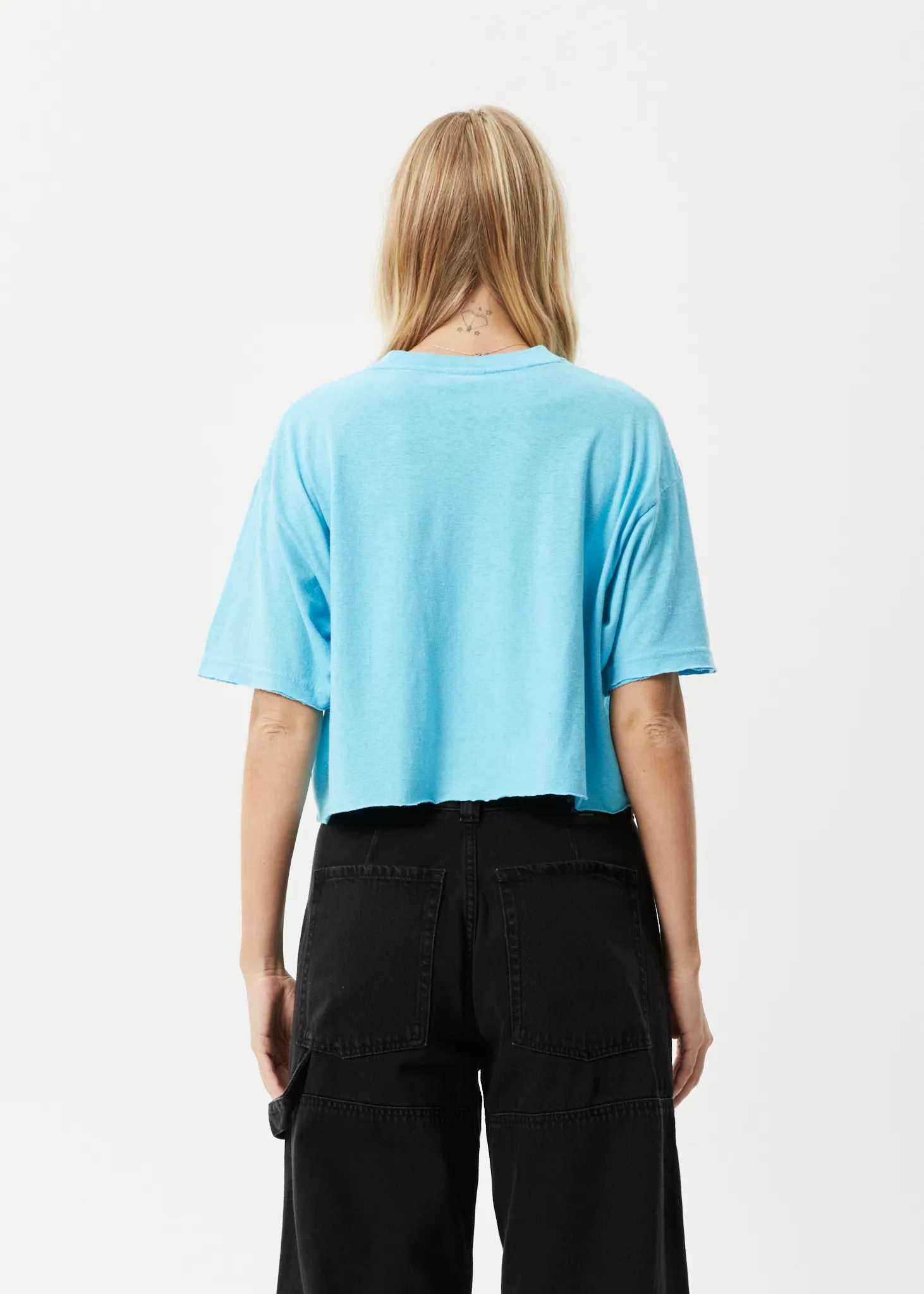 AFENDS Womens Slay Cropped - Oversized Tee - Vivid Blue