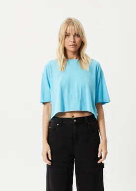 AFENDS Womens Slay Cropped - Oversized Tee - Vivid Blue