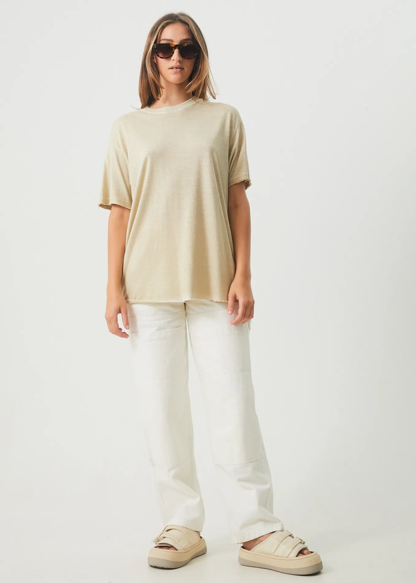 AFENDS Womens Slay - Oversized Tee - Cement