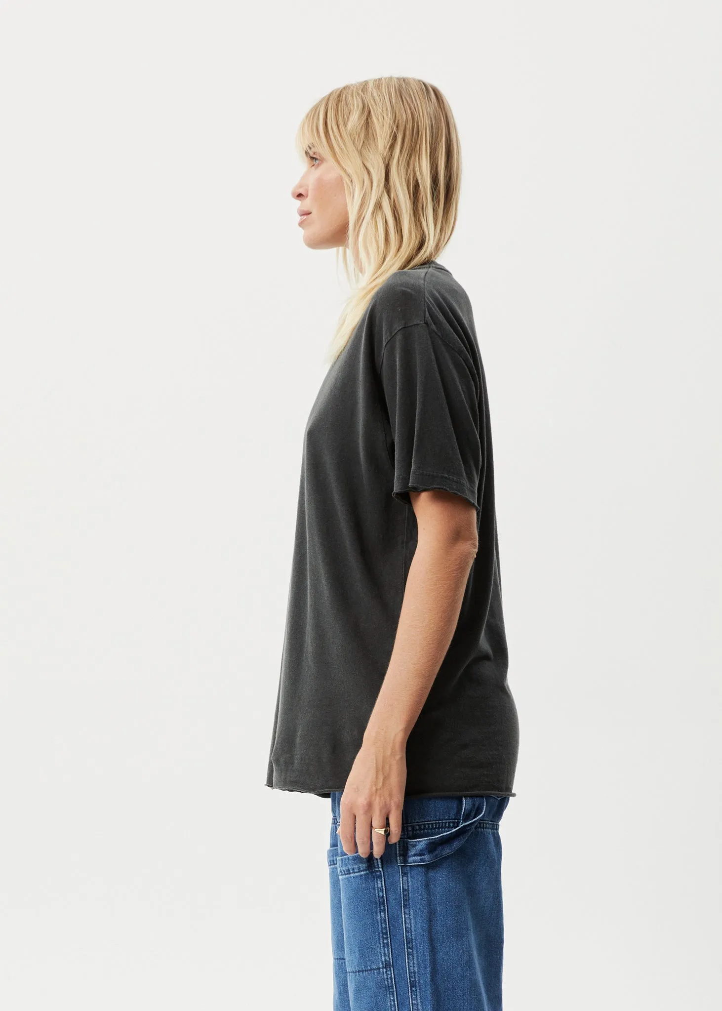 AFENDS Womens Slay - Oversized Tee - Stone Black