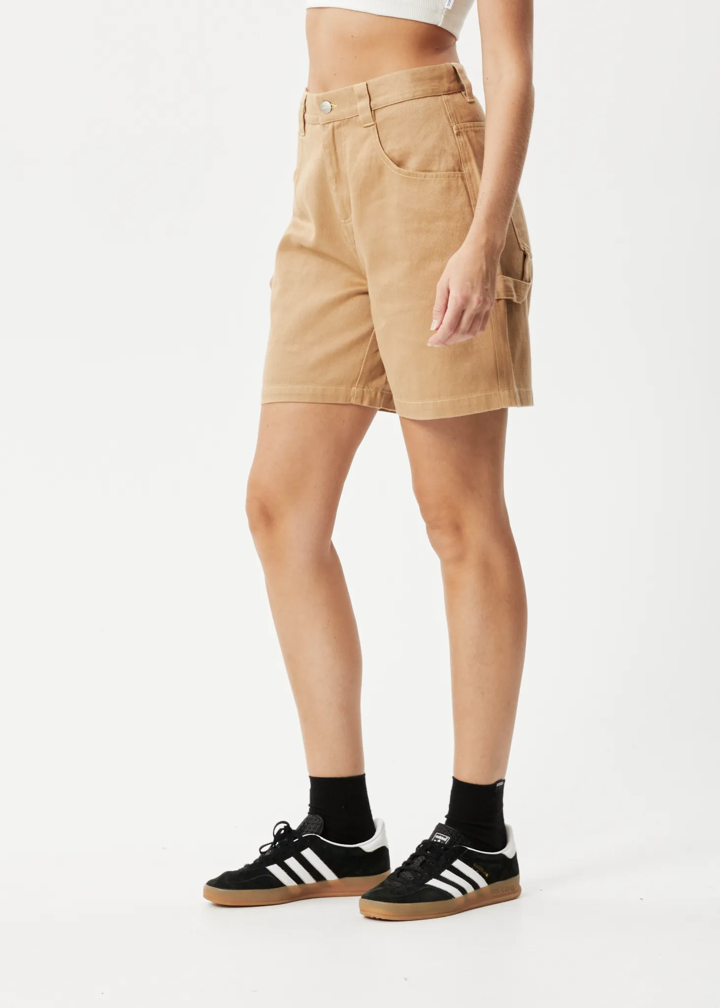 AFENDS Womens Sleepy Hollow Emilie - Twill Carpenter Shorts - Tan