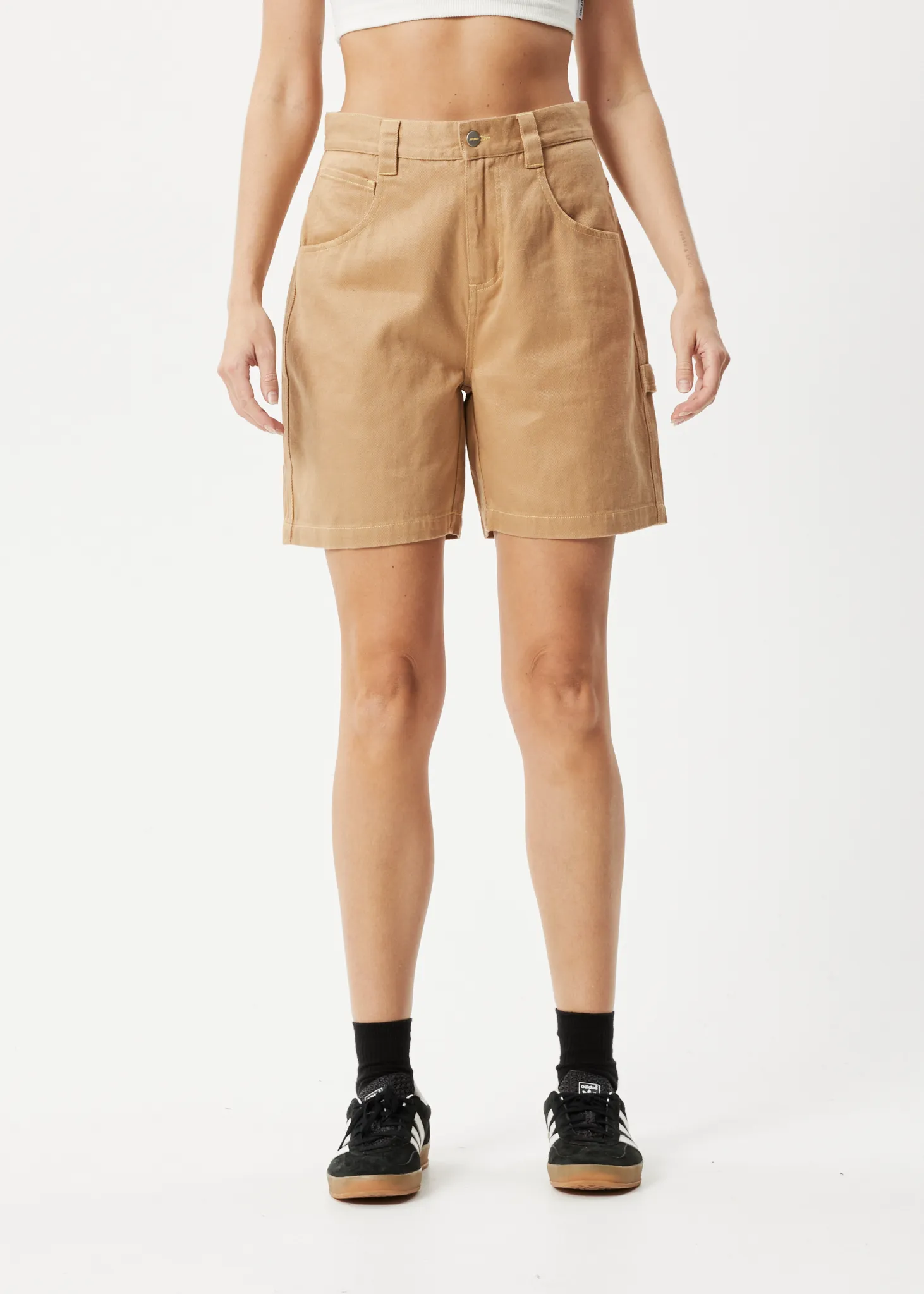 AFENDS Womens Sleepy Hollow Emilie - Twill Carpenter Shorts - Tan