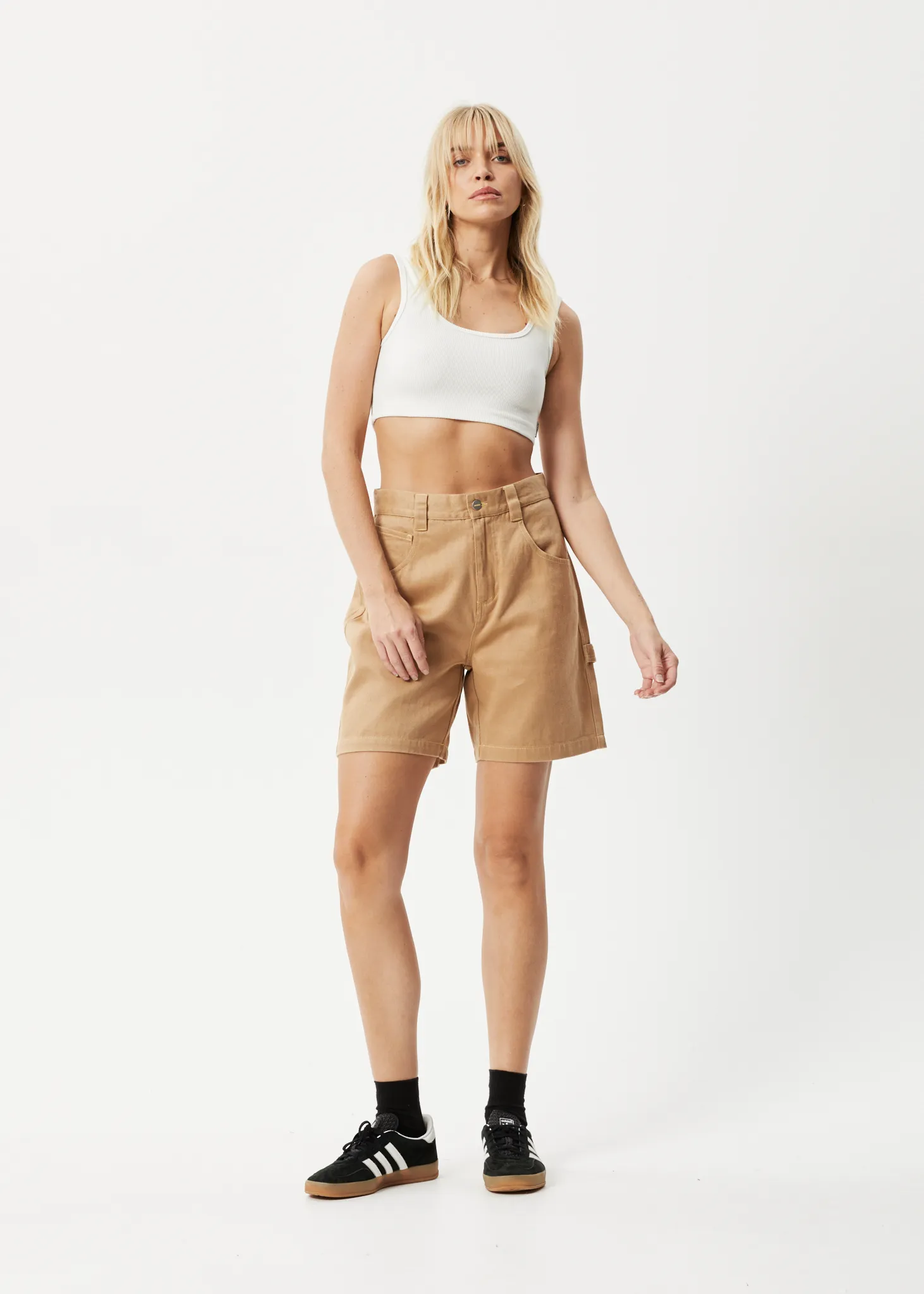 AFENDS Womens Sleepy Hollow Emilie - Twill Carpenter Shorts - Tan