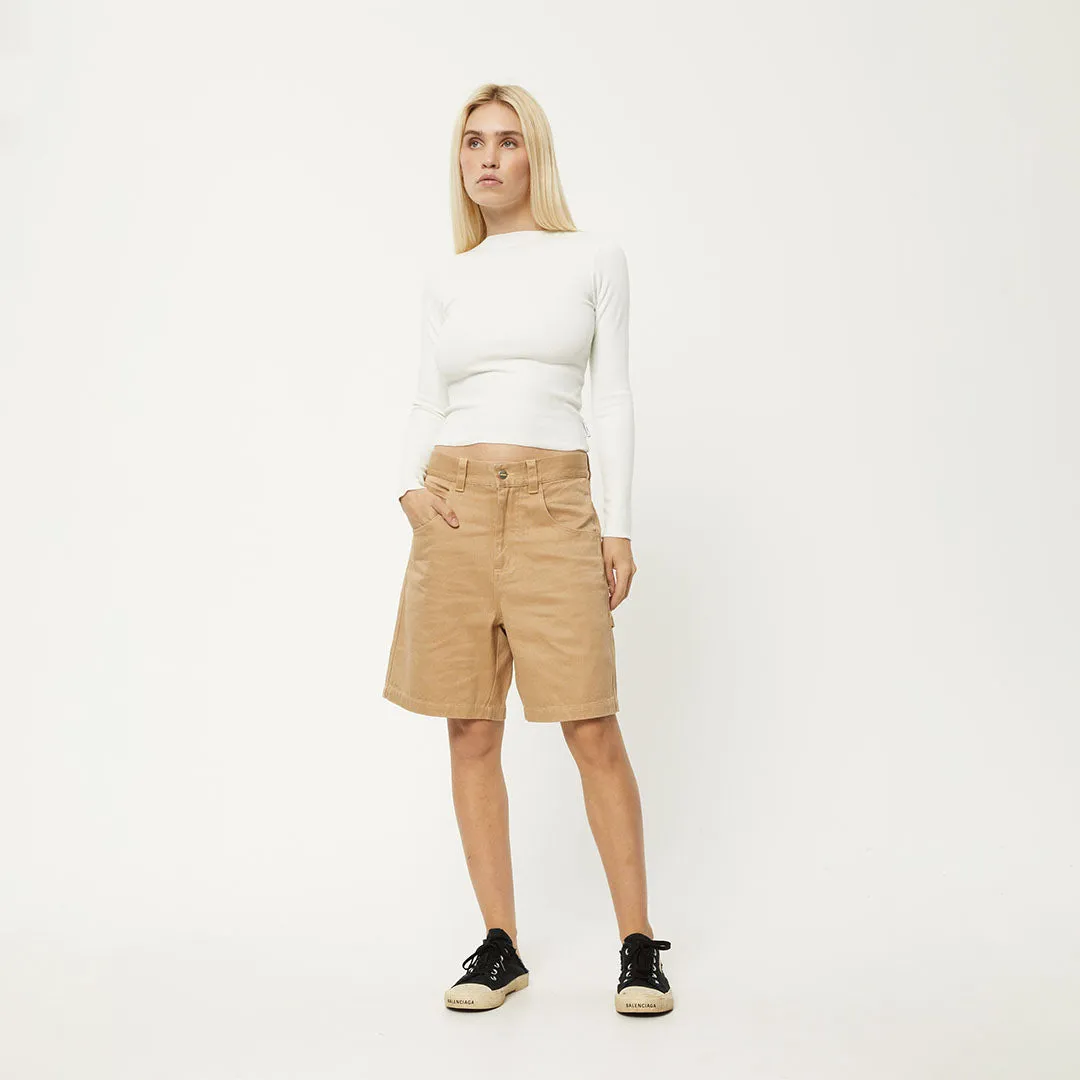 AFENDS Womens Sleepy Hollow Emilie - Twill Carpenter Shorts - Tan