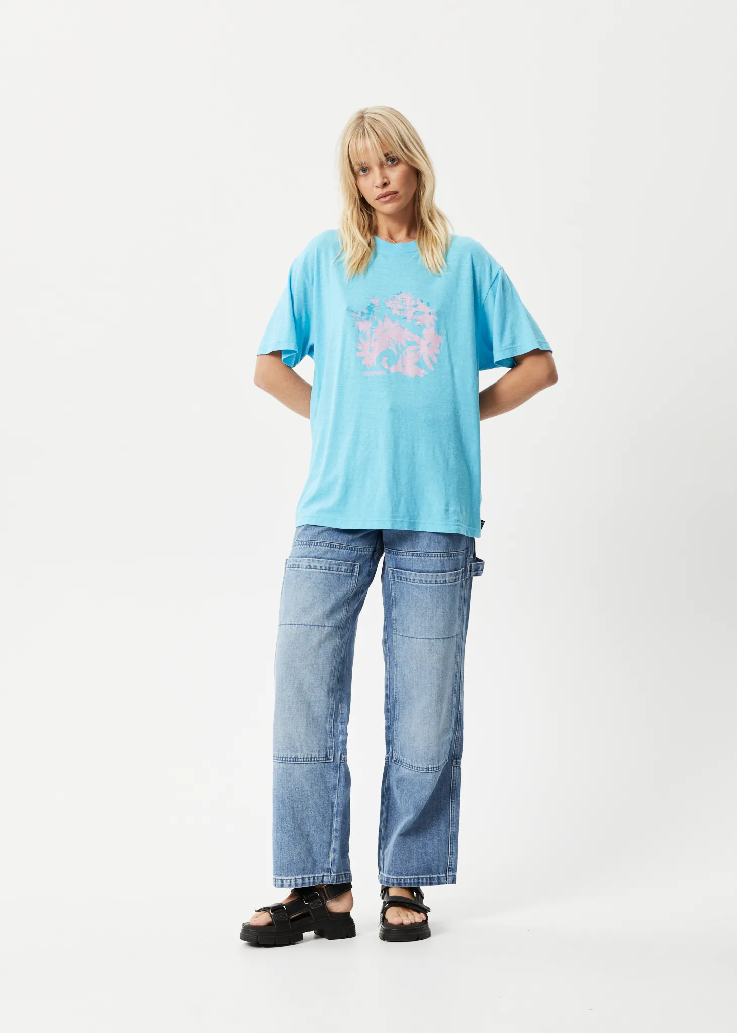 AFENDS Womens Vise Slay - Oversized Graphic T-Shirt - Vivid Blue