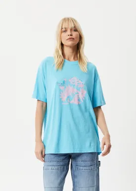 AFENDS Womens Vise Slay - Oversized Graphic T-Shirt - Vivid Blue