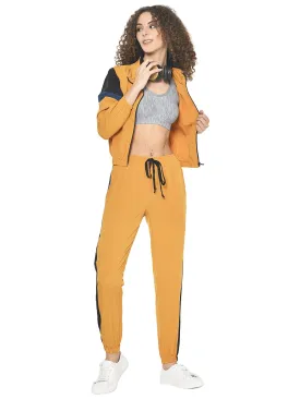 AmericanElm Women's Yellow Stretchable Stylish Tracksuits