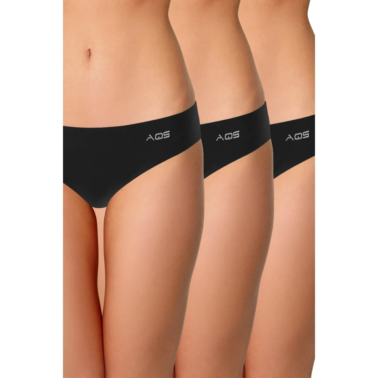 AQS Ladies Seamless Black Thong 3 Pack Three-pack of womens seamless thong