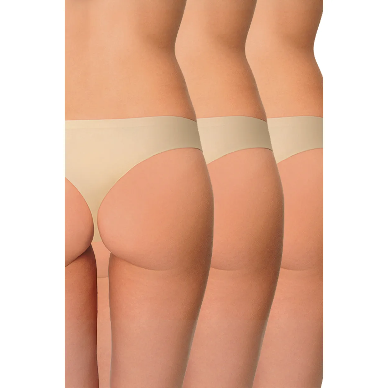 AQS Ladies Seamless Nude Thong 3 Pack Three-pack of womens seamless thong