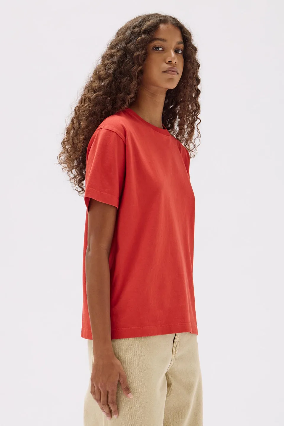 Assembly Label - Womens Organic Base Tee, Papaya