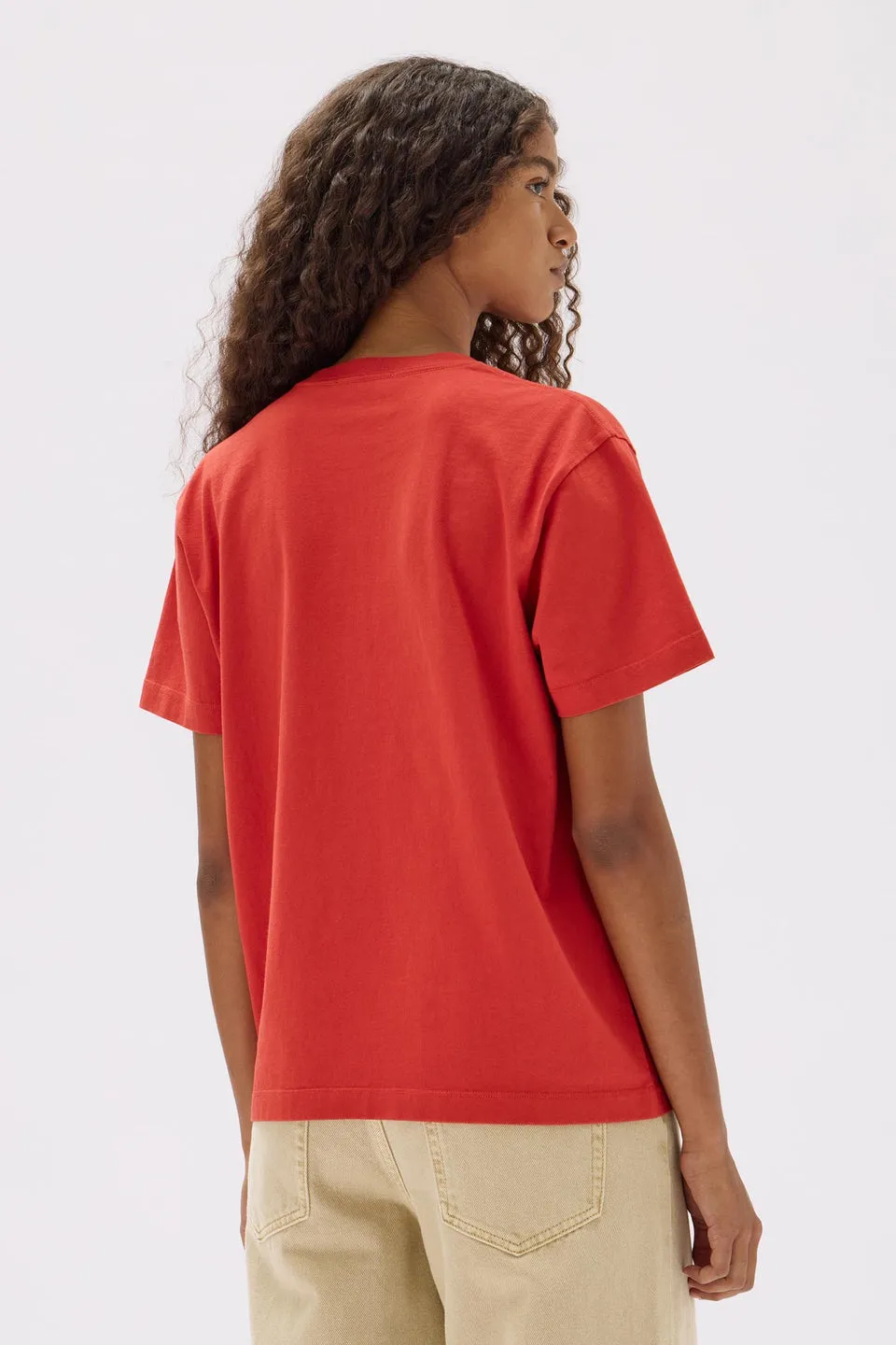 Assembly Label - Womens Organic Base Tee, Papaya