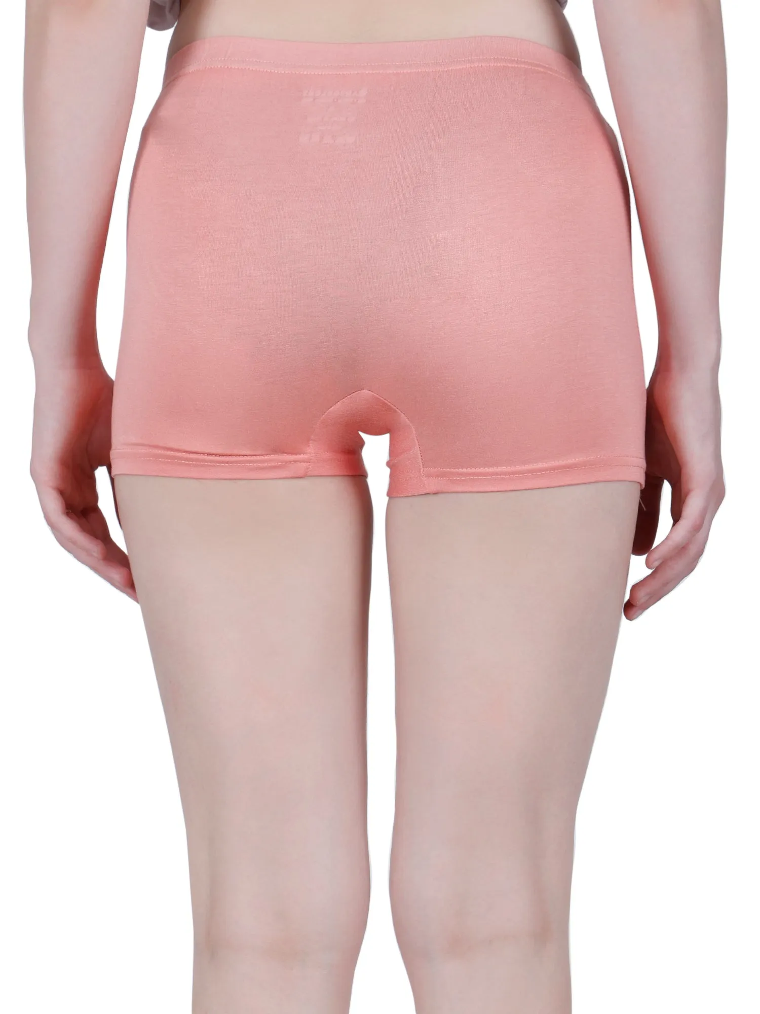 Bamboo Fabric Mid Rise Shorts | Peach & Black | Pack Of 2