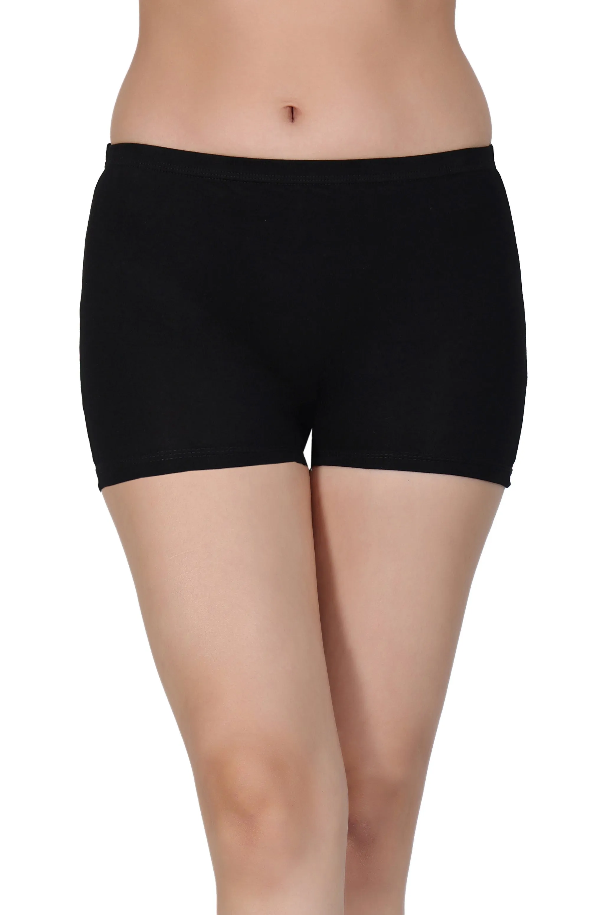 Bamboo Fabric Mid Rise Shorts | Peach & Black | Pack Of 2